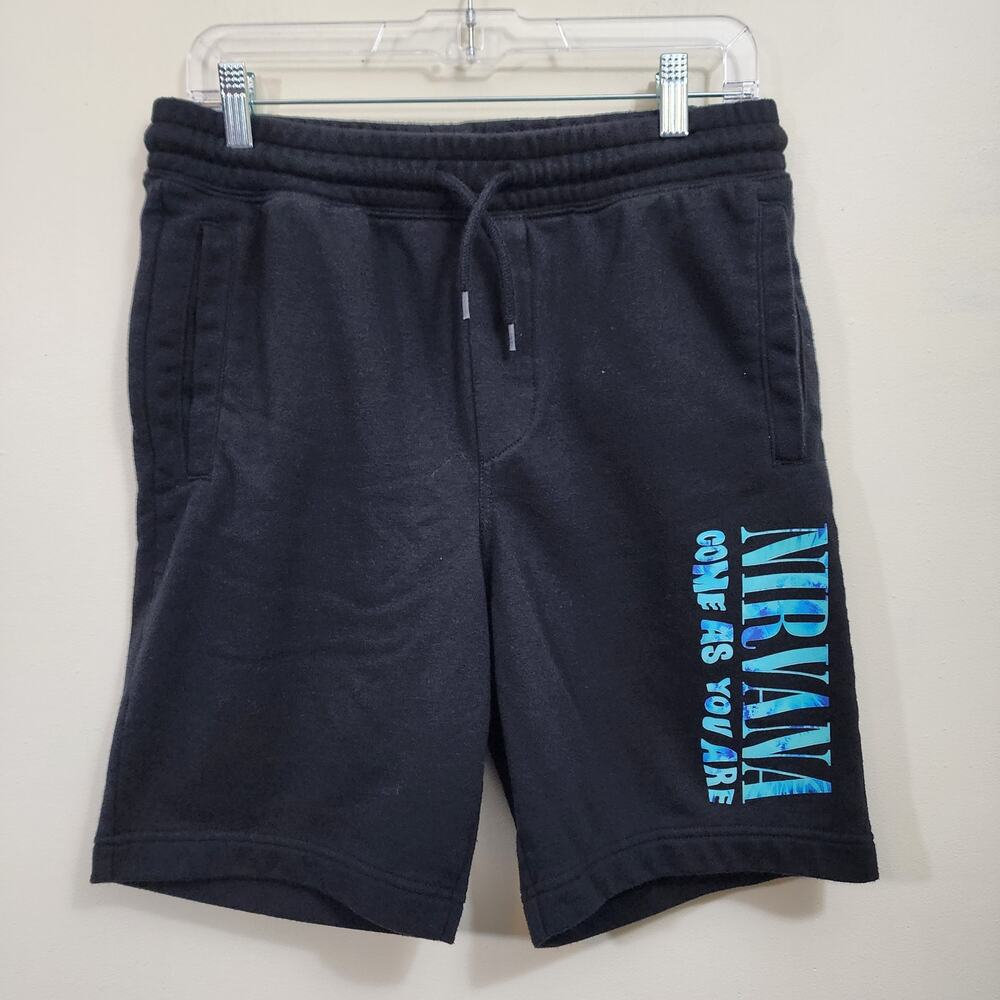 H&M Nirvana come as you are graphic tie elastic waist sweat‎ shorts men's small